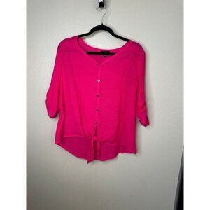 Cocomo Women's Pink‎ Blouse Size Small long sleeve round neck rayon button up